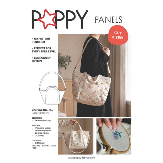 Panneau prêt à coudre – sac à fleurs – naturel