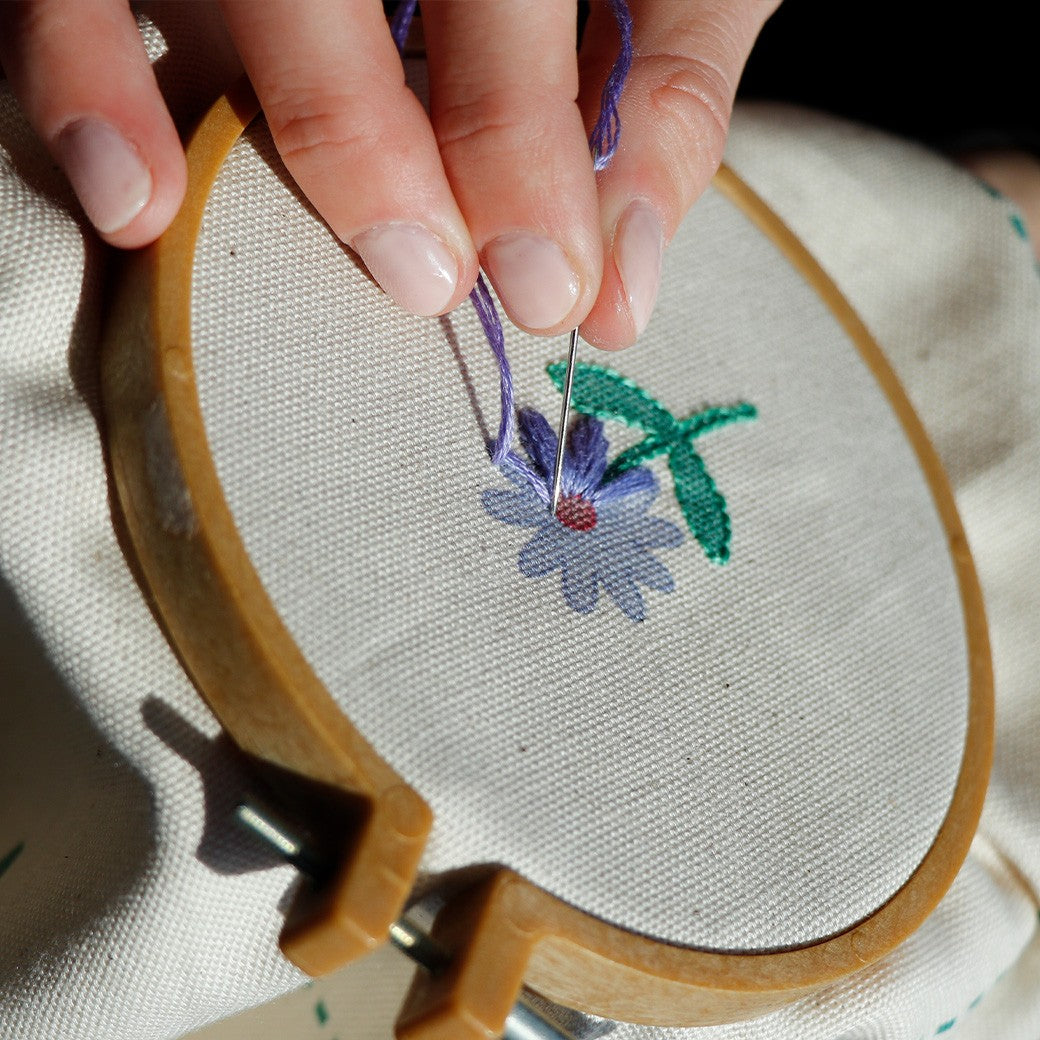 Panneau prêt à coudre – sac à fleurs – naturel