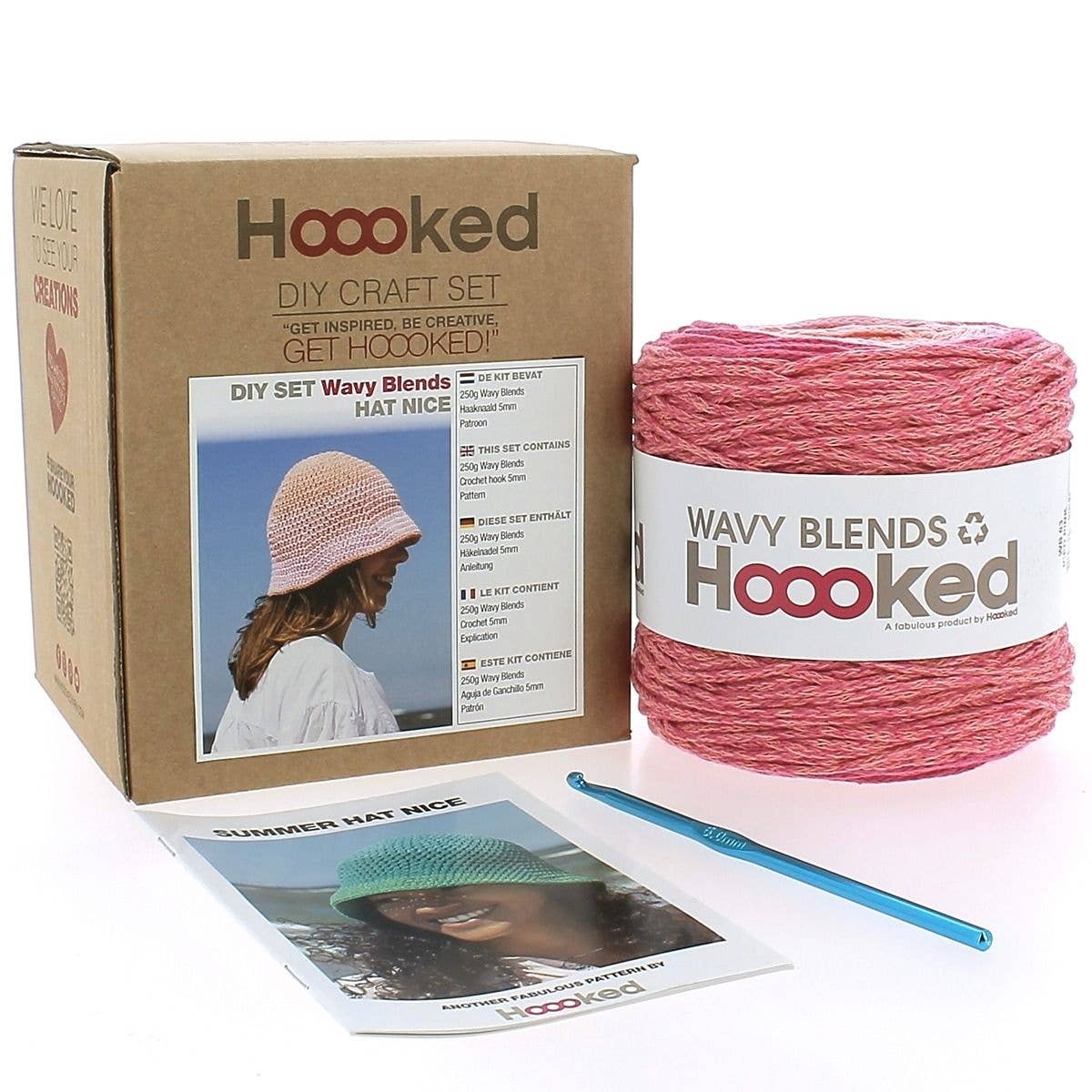 Hoooked - Kit de crochet DIY chapeau d'été rose glacé