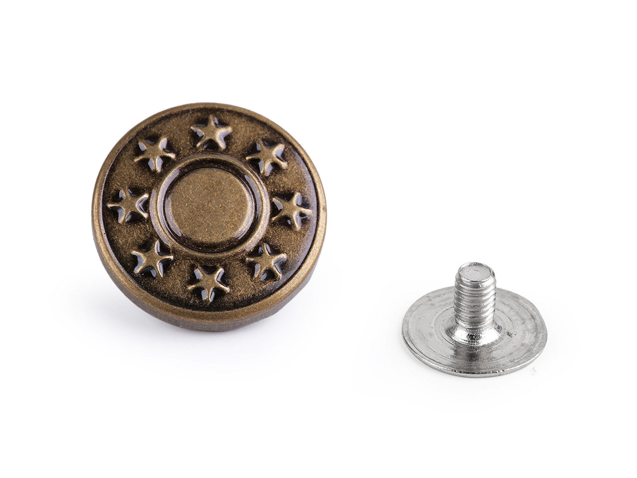 Bouton de jean métallique avec vis, taille 16,5mm