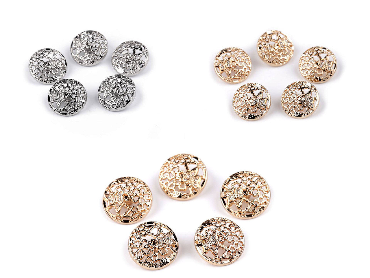 Bouton métallique, taille 17,7mm, 21,1mm avec nœud papillon et strass