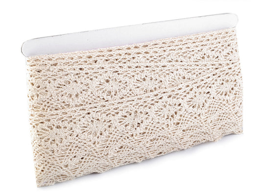 Dentelle en coton, largeur 46 ; 56 mm - 1m