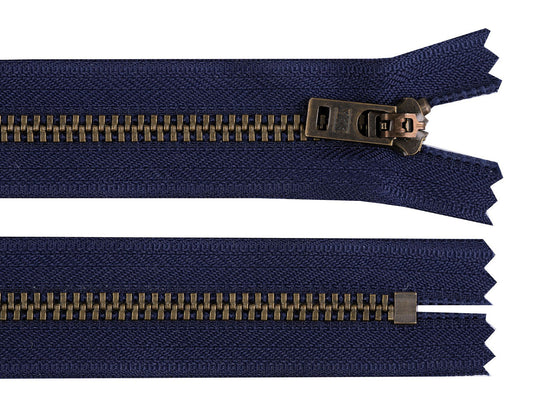 Fermeture Éclair métallique YKK n<sup>o</sup> 5, longueur 18 cm, laiton ancien, (pour jeans) - 1pc