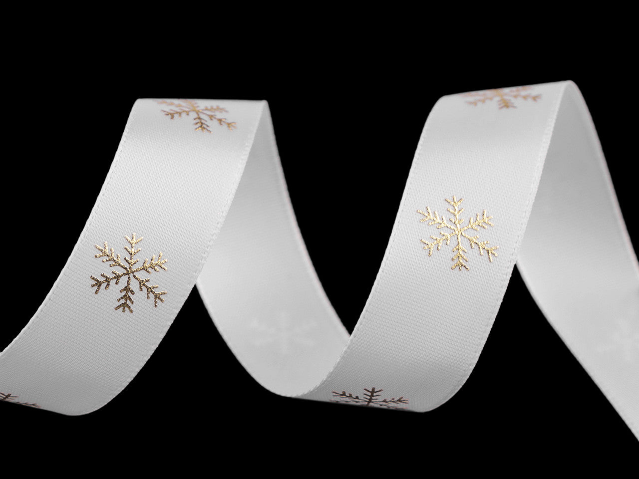 Ruban satiné de Noël, Flocons de neige, 20 mm