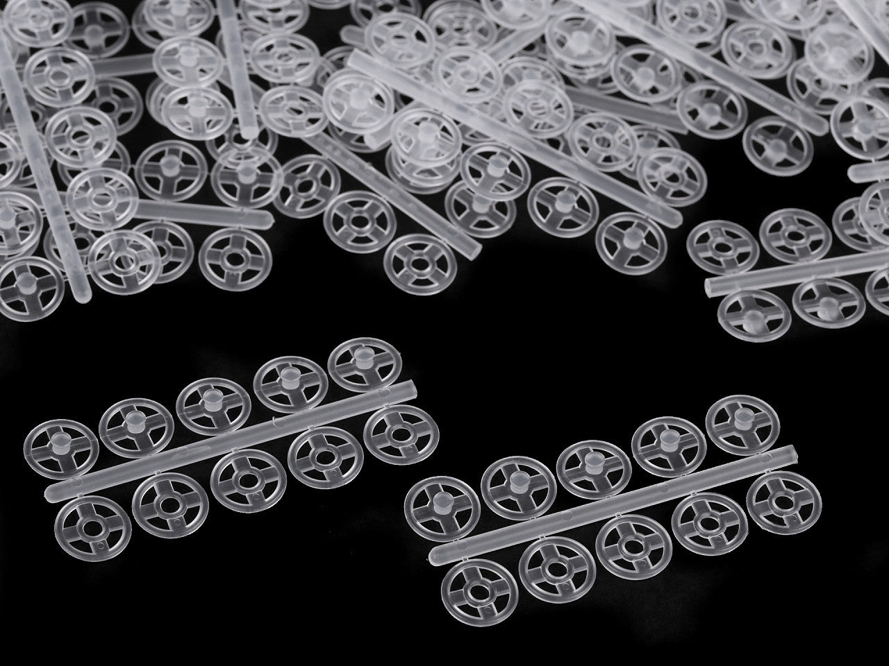 Boutons pression en plastique, Ø 7 mm - Ø 15 mm - par 50