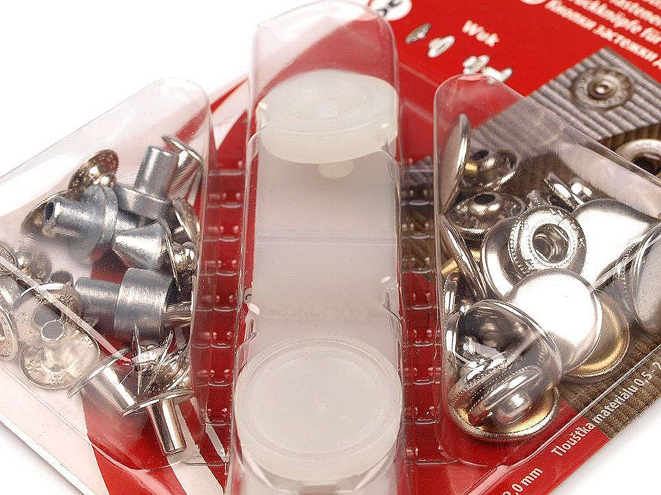 Boutons pression Wuk, Ø 15 mm, pour tissus moyennement épais - 1carte