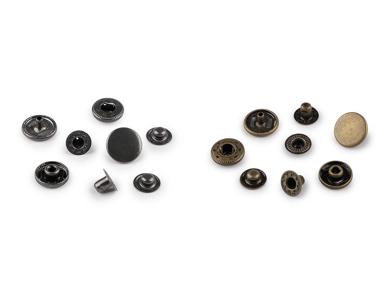 Boutons pression, Ø 15 mm, pour tissus moyennement épais, acier inoxydable - 50set