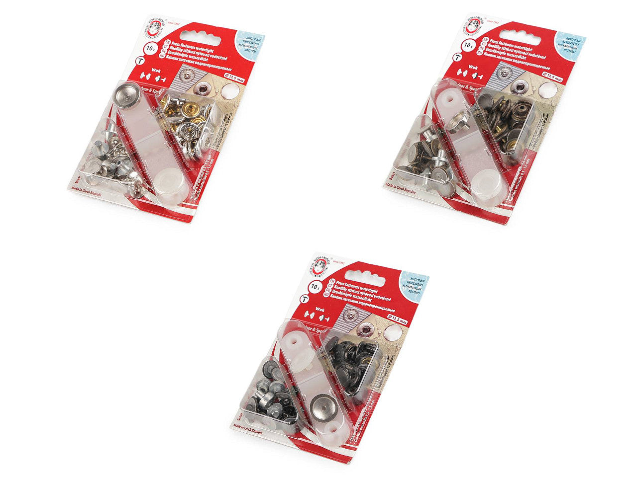 Boutons pression Wuk, Ø 13,5 mm, étanches - 1carte