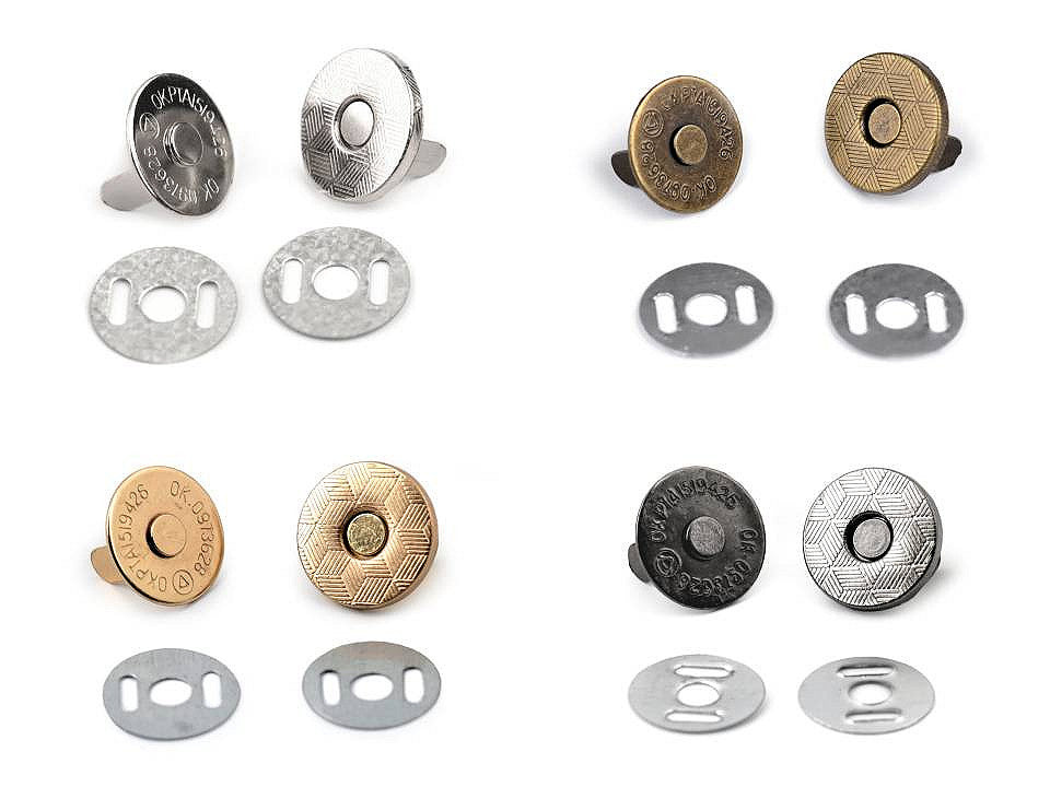 Boutons pression magnétiques, Ø 14 mm, minces - 5set