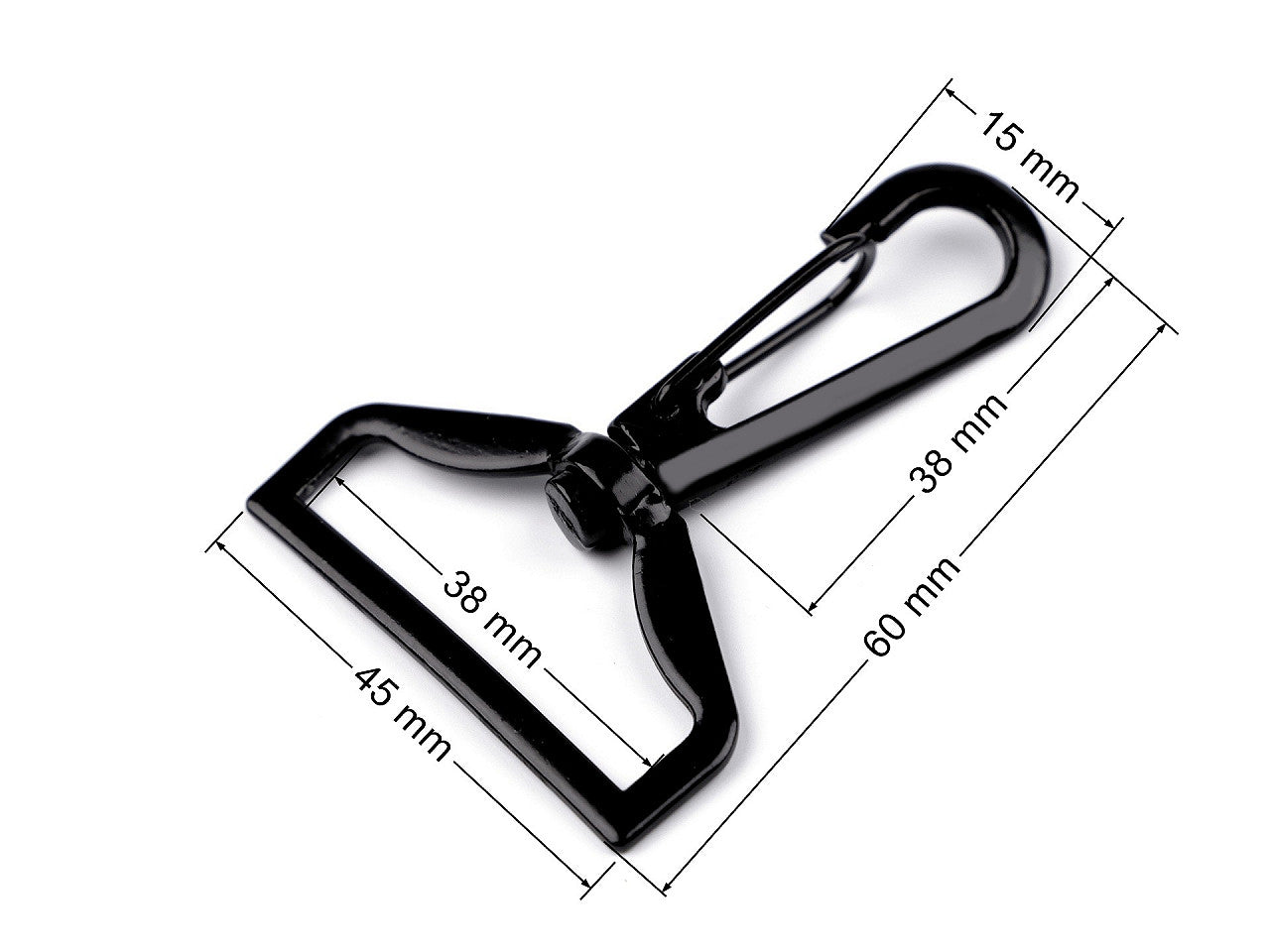 Mousqueton métallique pour sangle de 38 mm