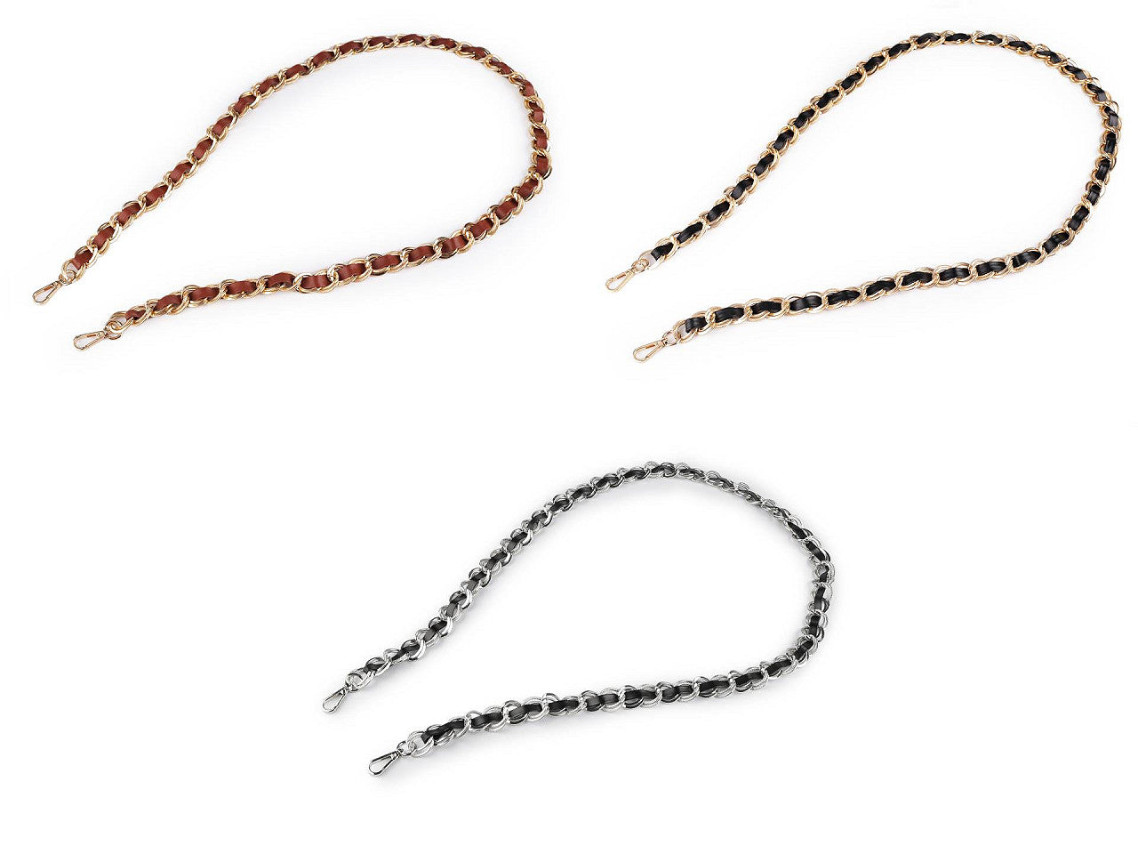 Sangle en éco-cuir avec chaîne et mousquetons, largeur 2 cm