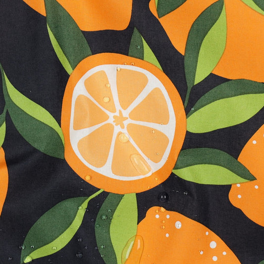 Coton enduit oekotex citrons - Bleu marine POPPY