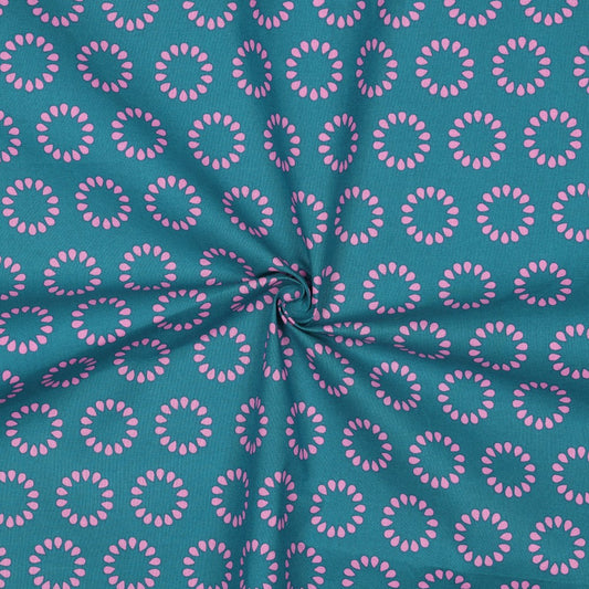 Coton enduit oekotex cercles pétrole POPPY
