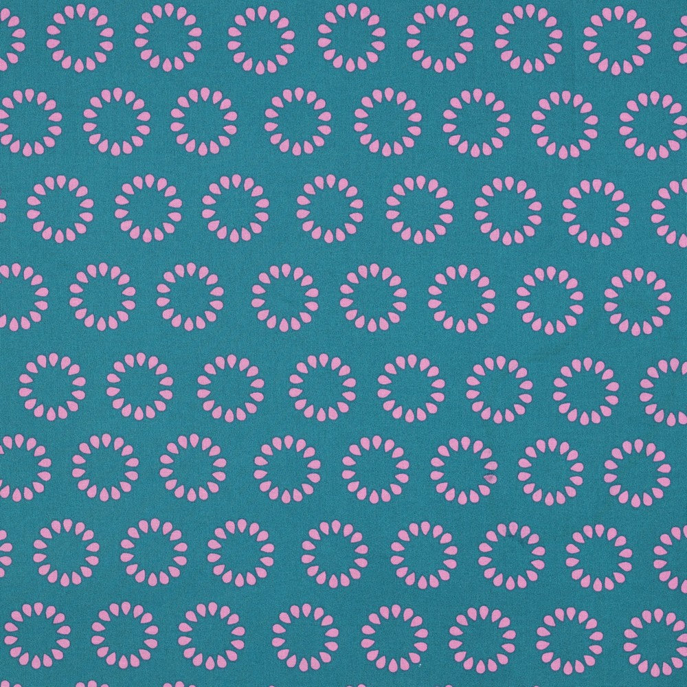 Coton enduit oekotex cercles pétrole POPPY