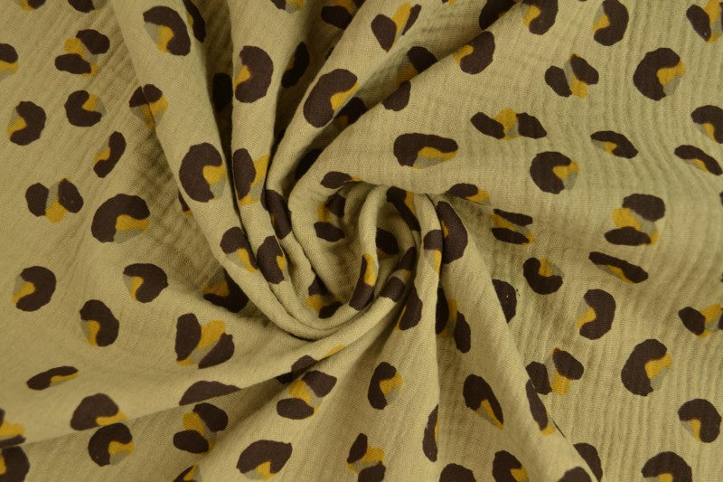 Double gaze Muslin Print 08-69 – motif léopard beige brun