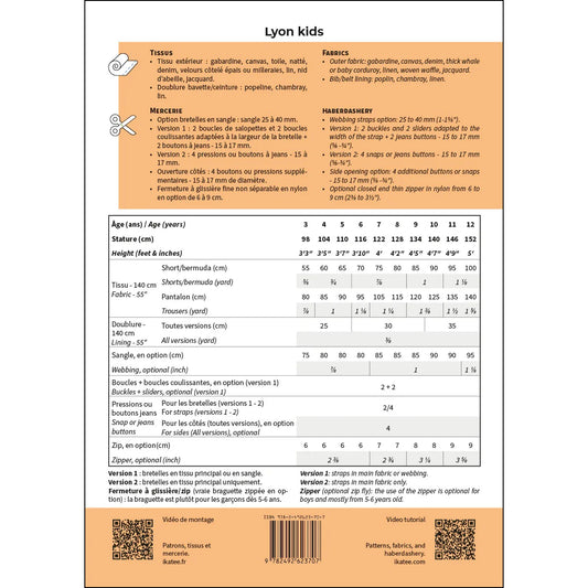 LYON KIDS Patron salopette enfant — IKATEE