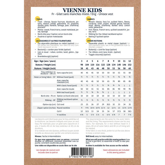 VIENNE KIDS Gilet sans manche 3-12 ans