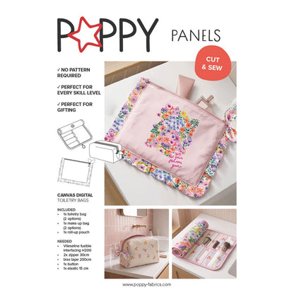 Panneau prêt à coudre – trousse de toilette fleurie