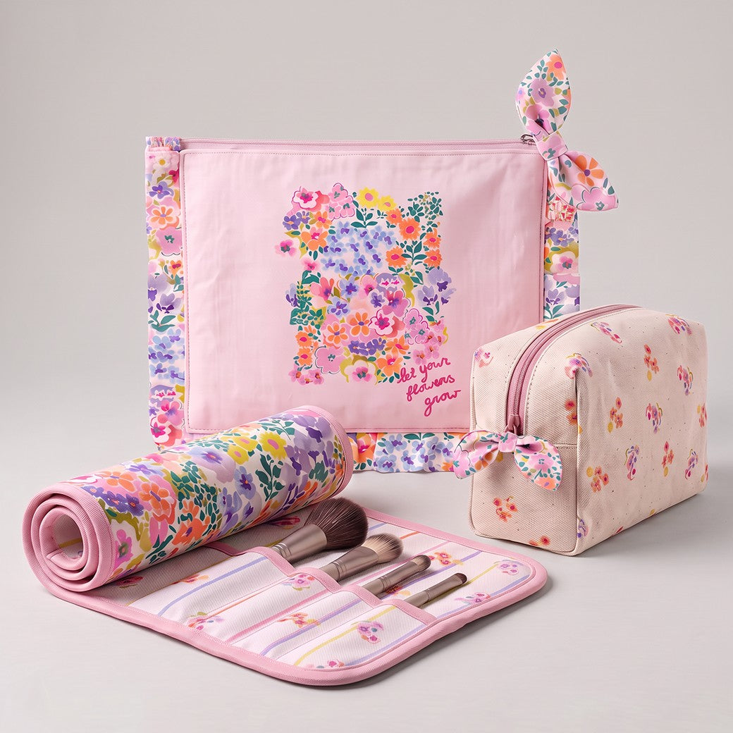 Panneau prêt à coudre – trousse de toilette fleurie