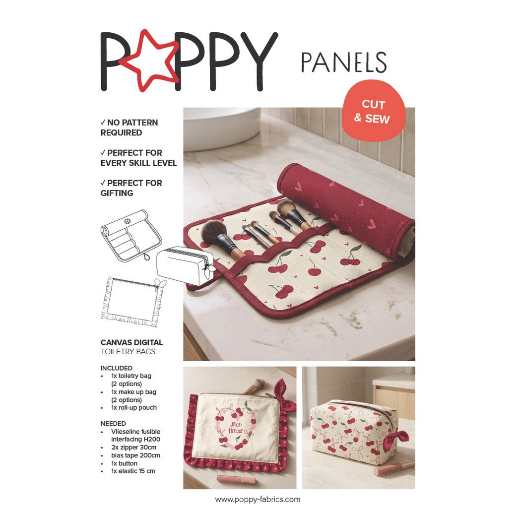 Panneau prêt à coudre – trousse de toilette Cerises