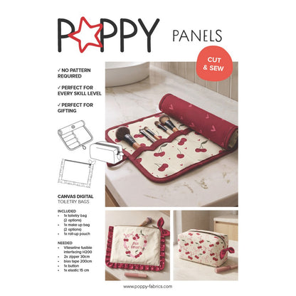 Panneau prêt à coudre – trousse de toilette Cerises