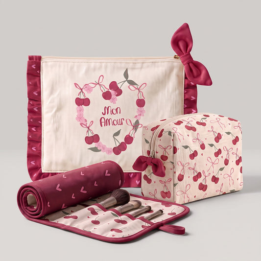 Panneau prêt à coudre – trousse de toilette Cerises