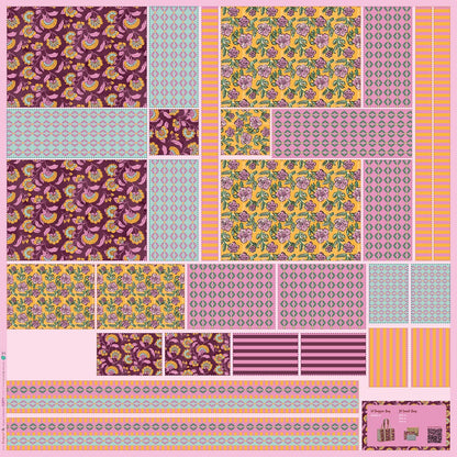Panneau prêt à coudre – sac à fleurs – rose