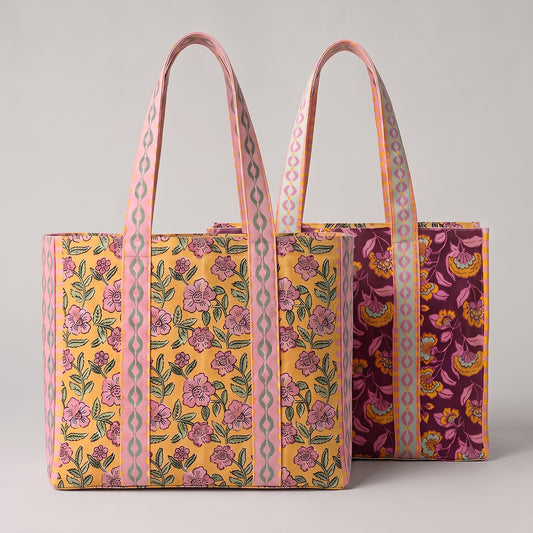 Panneau prêt à coudre – sac à fleurs – rose