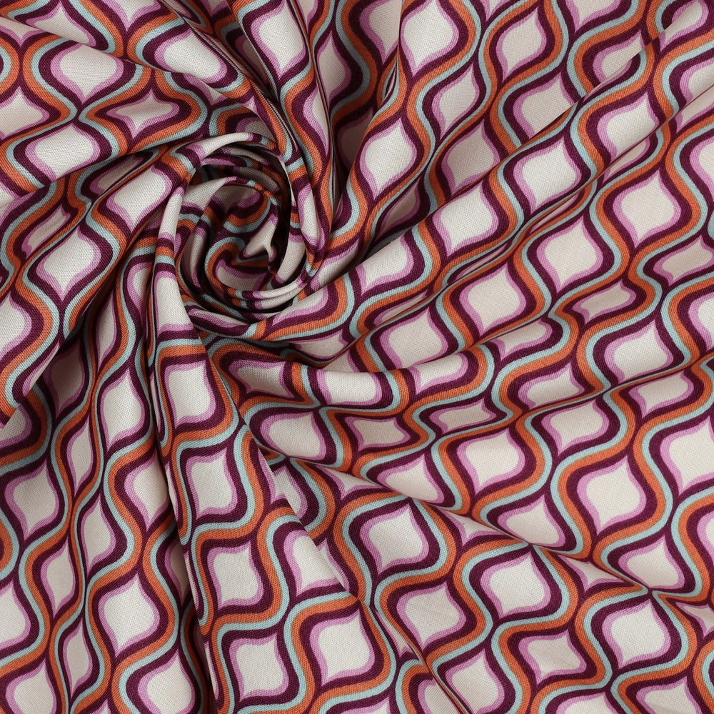 Popeline motifs géométriques retro POPPY (oekotex)