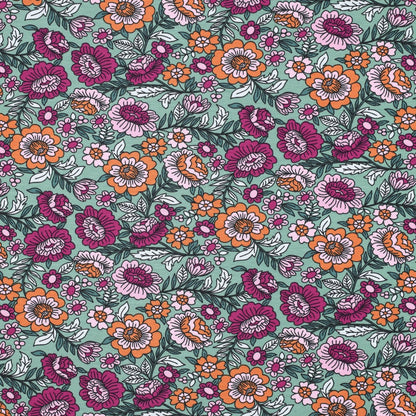 Jersey fleuri sur fond vert POPPY oekotex