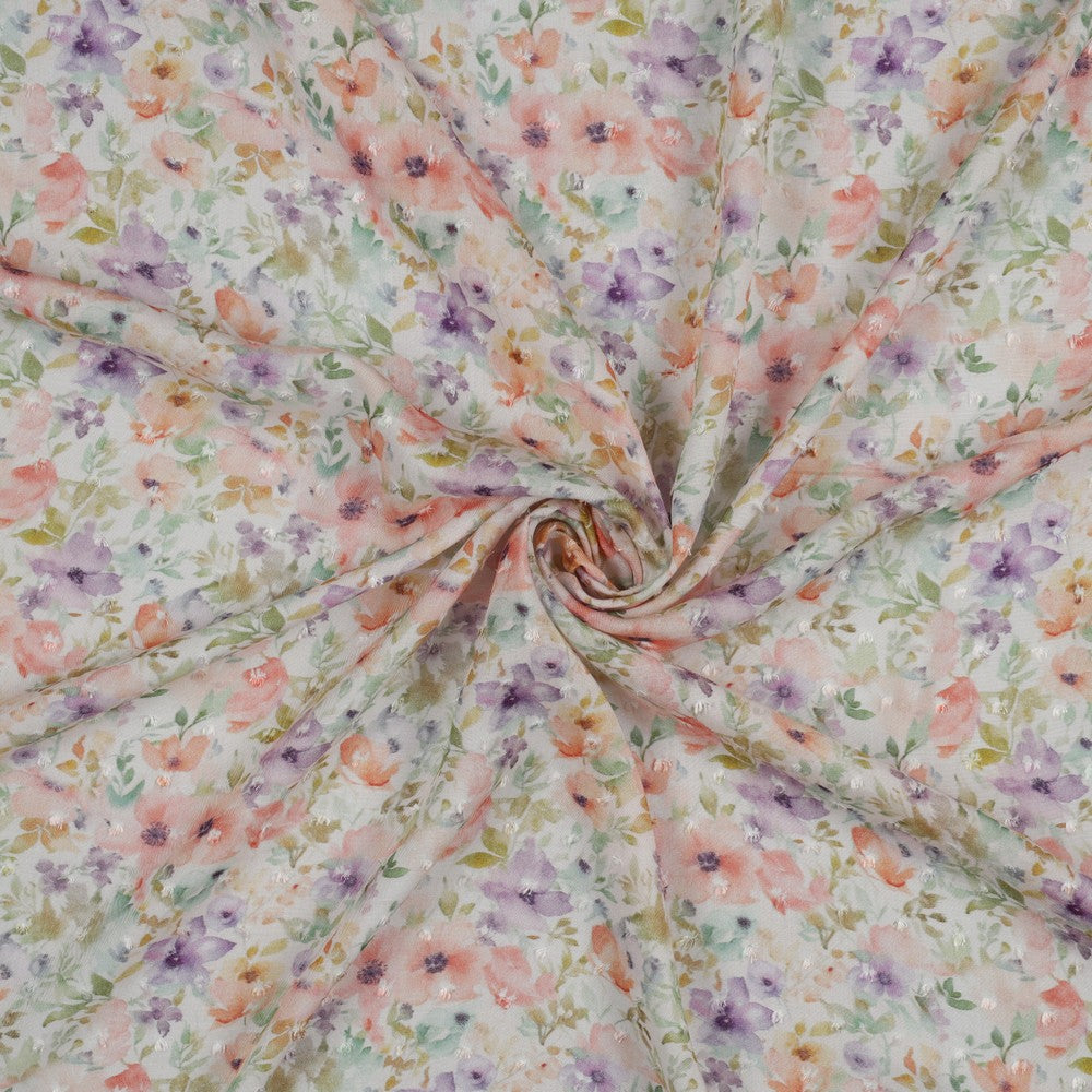 Viscose plumetis imprimé floral ROMANCE - POPPY