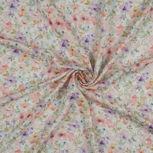 Viscose plumetis imprimé floral ROMANCE - POPPY