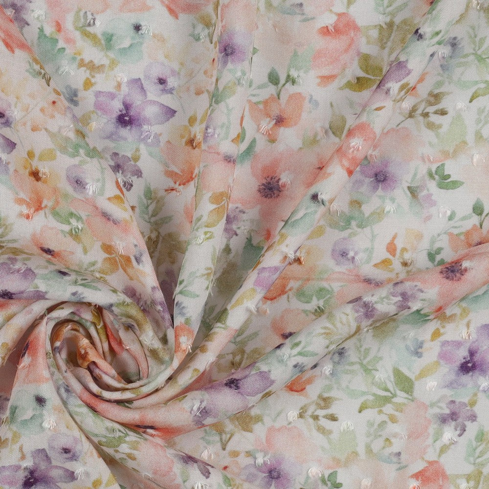 Viscose plumetis imprimé floral ROMANCE - POPPY