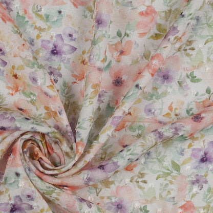 Viscose plumetis imprimé floral ROMANCE - POPPY