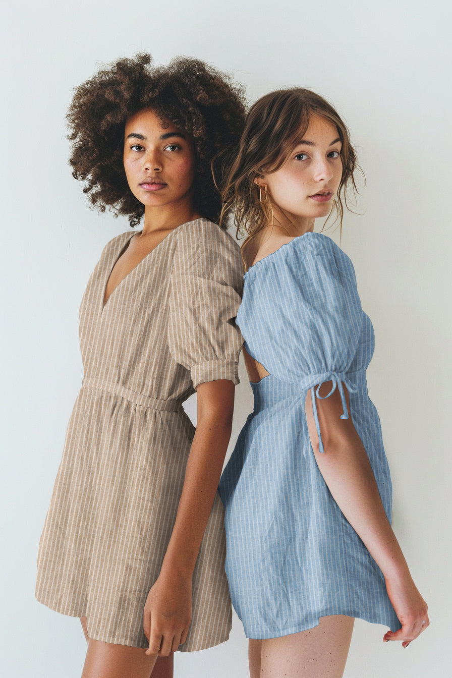 Double gaze rayée Oekotex POPPY