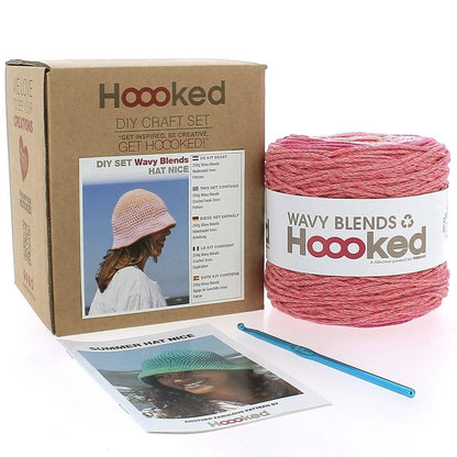 Hoooked - Kit de crochet DIY chapeau d'été rose glacé