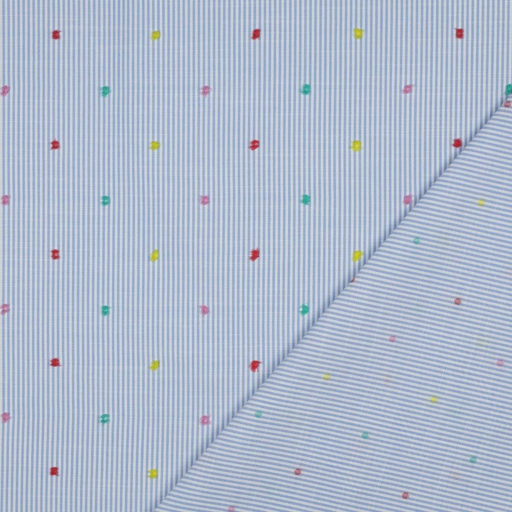 Chambray rayé plumetis