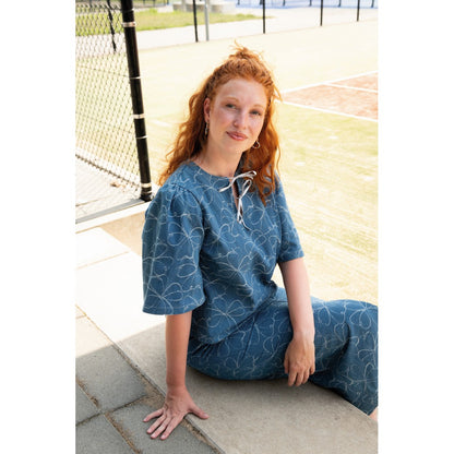 Denim Jacquard Flowers
