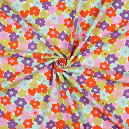 Jersey Flowers – Rouge / citron vert