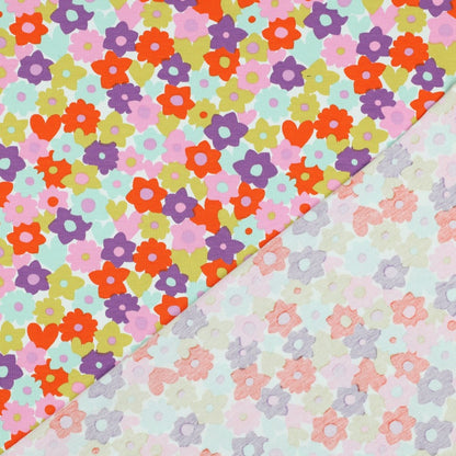 Jersey Flowers – Rouge / citron vert