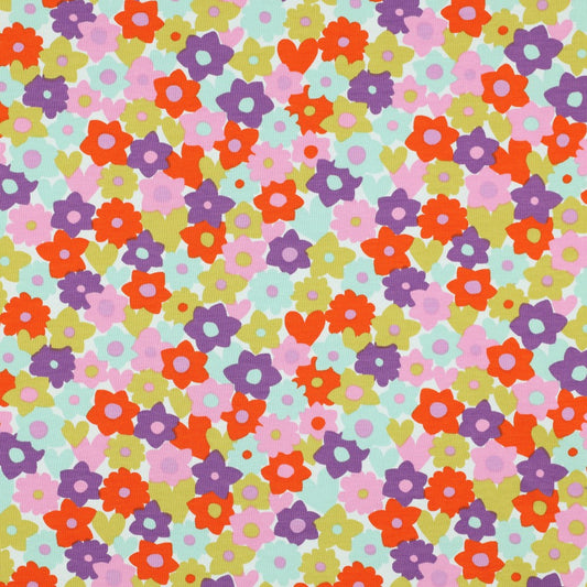 Jersey Flowers – Rouge / citron vert