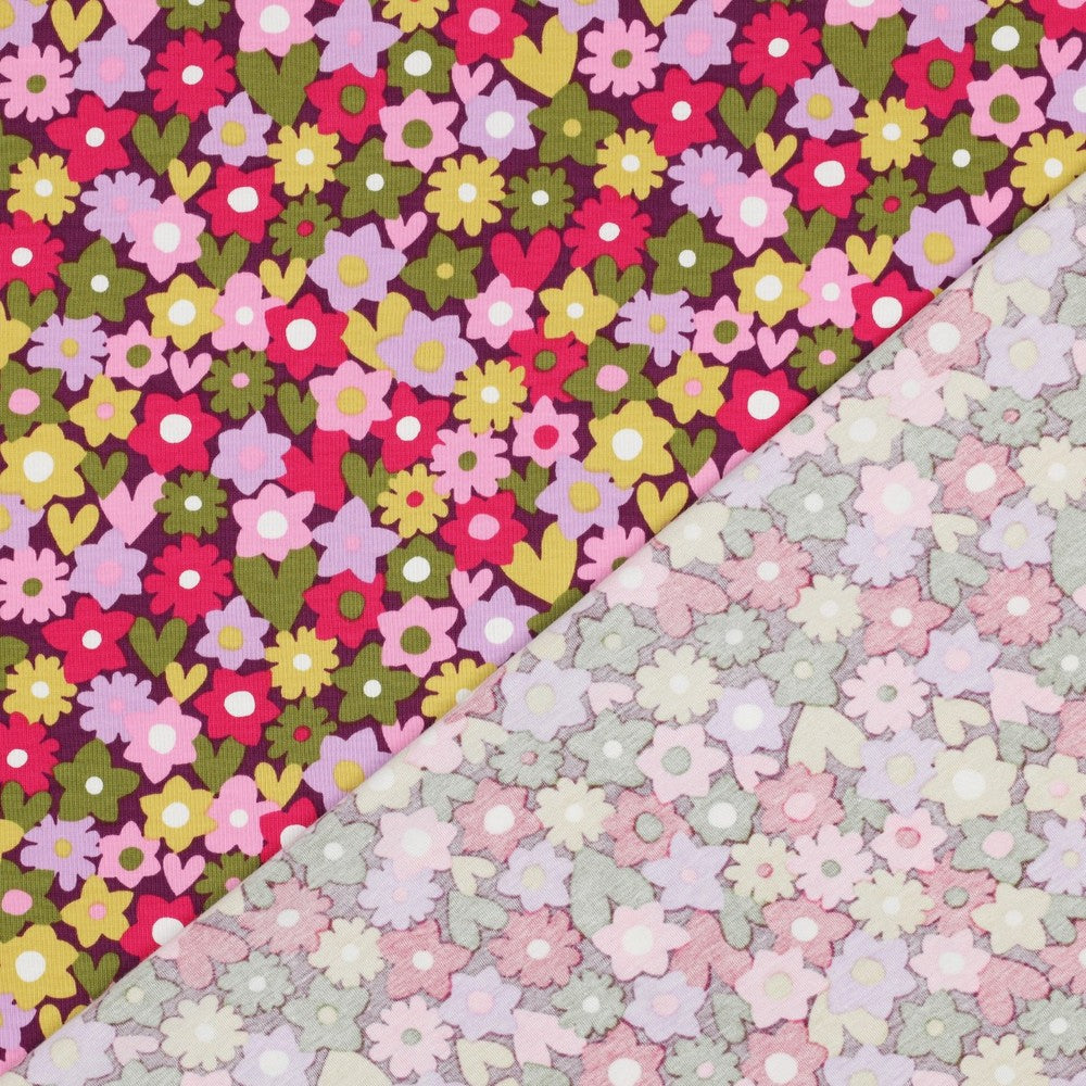 Jersey Flowers – Vert / rose