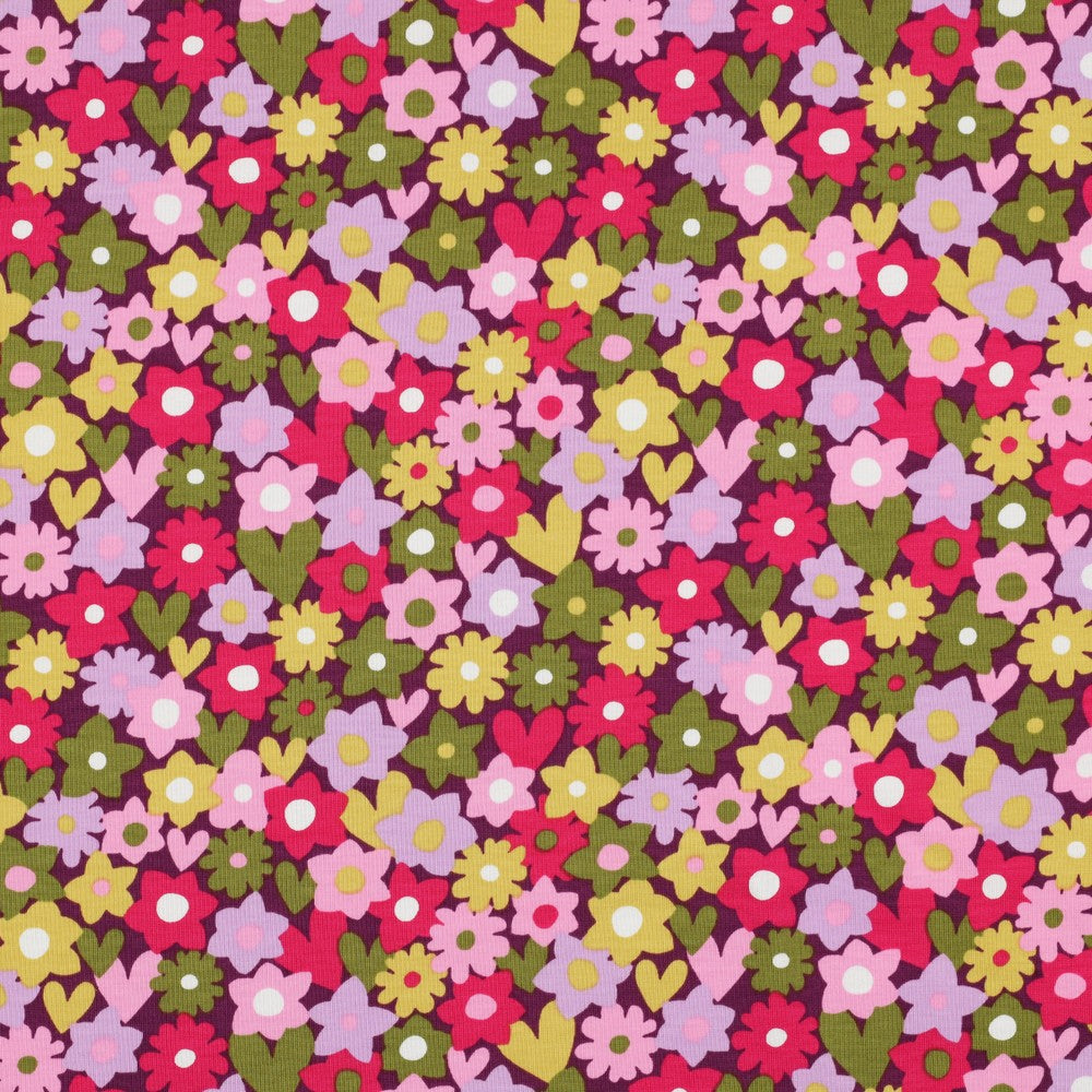 Jersey Flowers – Vert / rose