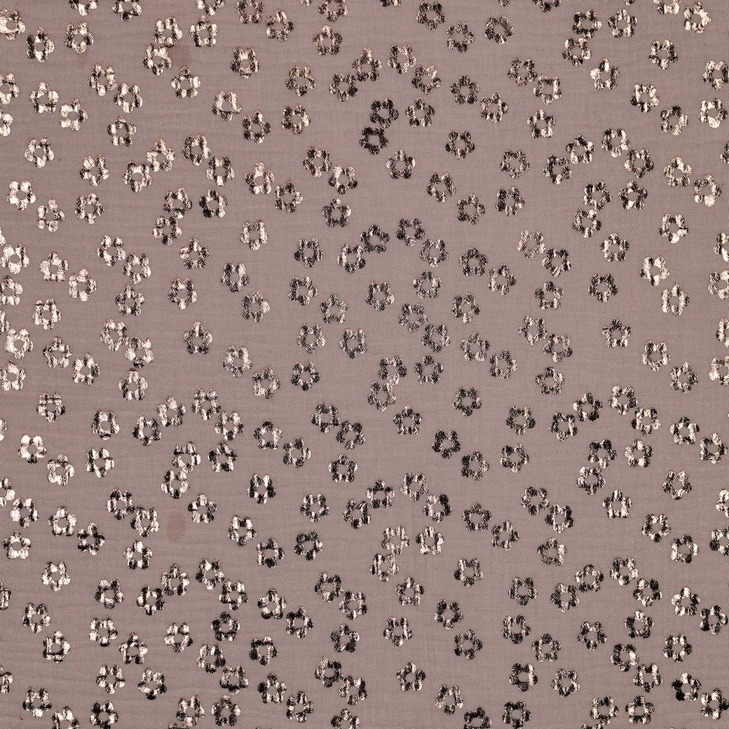 Double gaze fleurs dorées rosé — coton