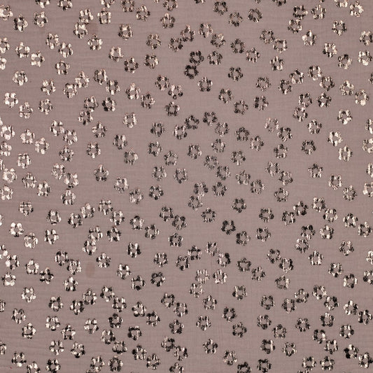 Double gaze fleurs dorées rosé — coton