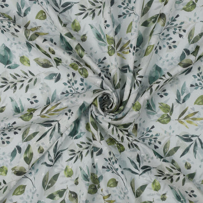 Viscose plumetis imprimé feuillage EUCALYPTUS - POPPY