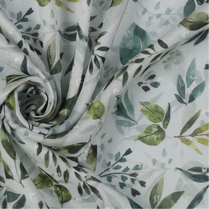 Viscose plumetis imprimé feuillage EUCALYPTUS - POPPY
