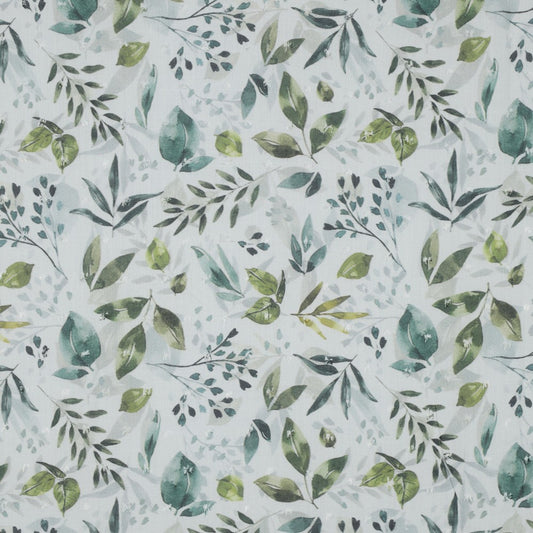 Viscose plumetis imprimé feuillage EUCALYPTUS - POPPY