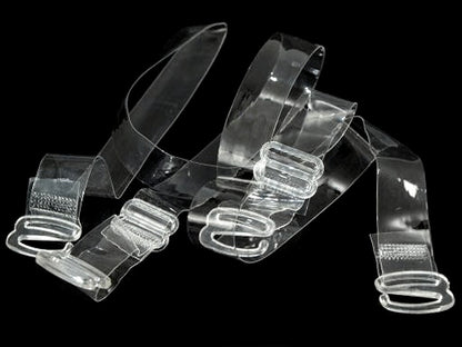 Bretelles de soutien-gorge transparentes, largeur 15 mm, fermeture en plastique