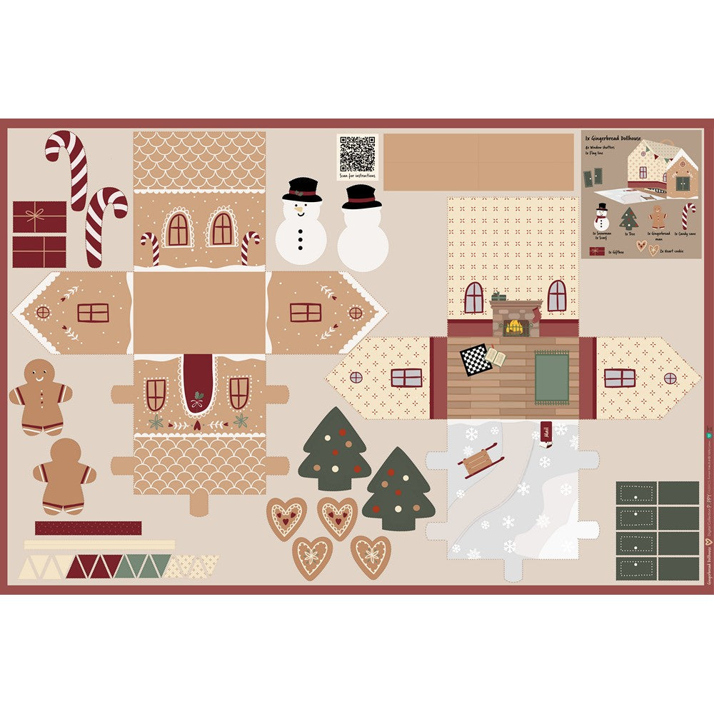 Panneau cut and go popeline de coton GINGERBREAD DOLLHOUSE